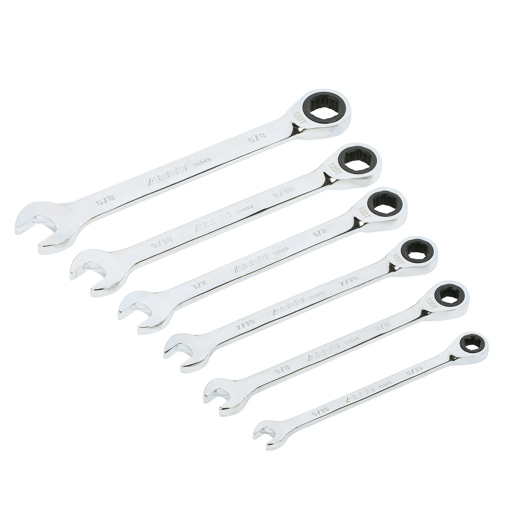 6-Piece 120-Tooth SAE Non-Slip Ratcheting Wrench Set