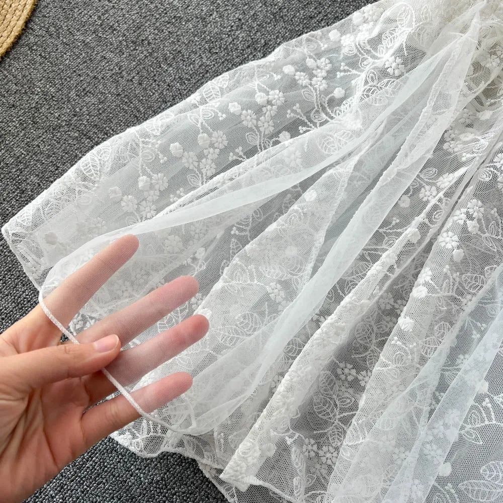 Lace Embroidered See-through Slip Dress