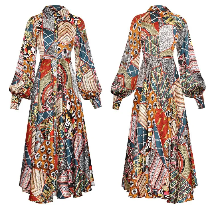 Lapel Single Breasted Women's Party Dress