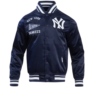 MLB NEW YORK YANKEES RETRO CLASSIC MEN'S RIB SATIN JACKET (MIDNIGHT NAVY)