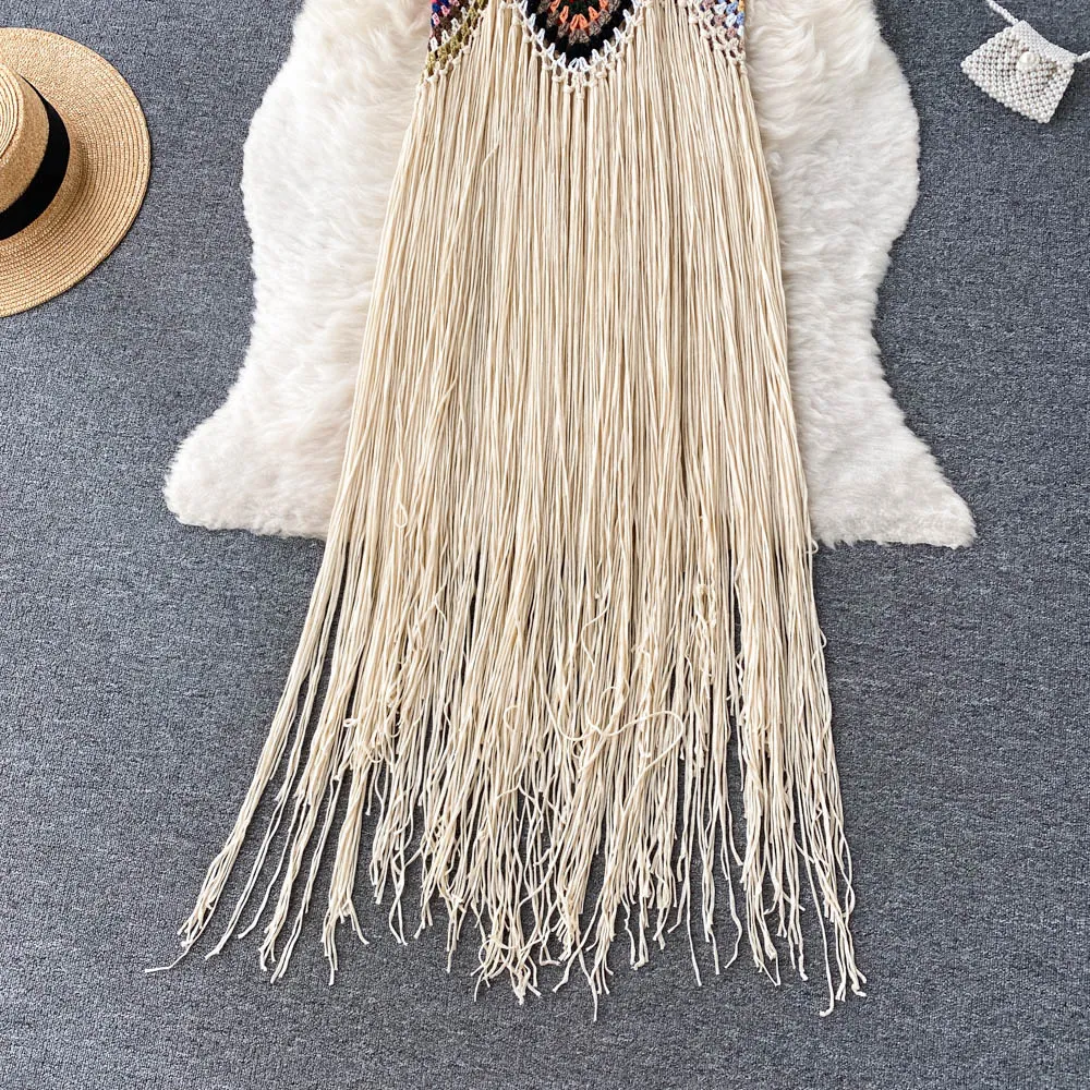 Mori Crochet Tassel Slip Dress