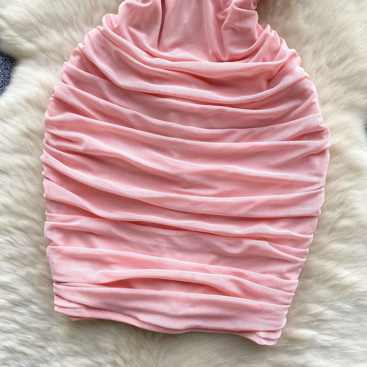 Sexy Pleated Mesh Slip Dress