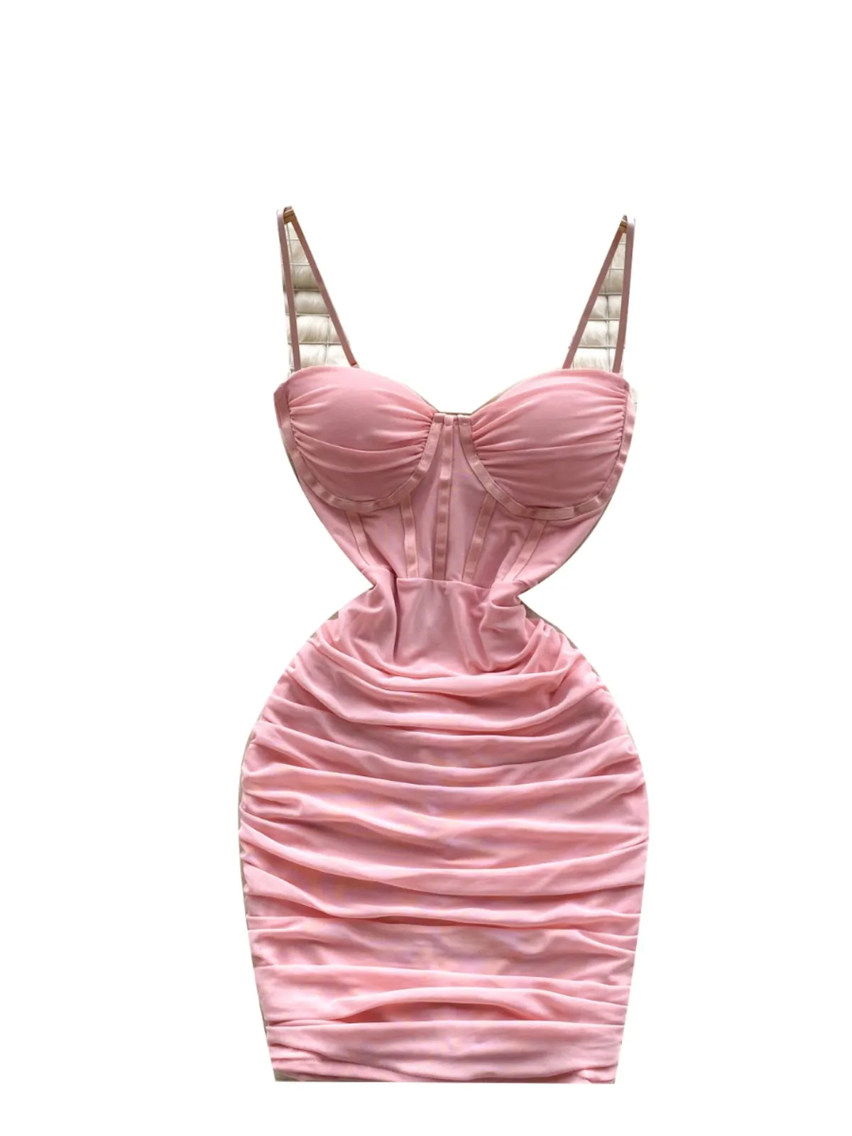 Sexy Pleated Mesh Slip Dress